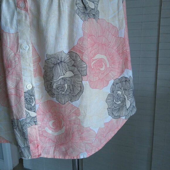 Joan Vass Sleeveless Linen Tunic - Coral and Charcoal - Picture 6 of 16